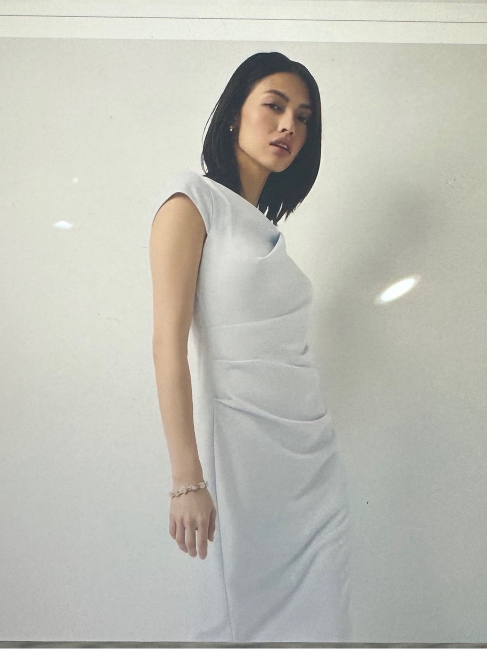 White House Black Market powder blue Draped Midi Dress